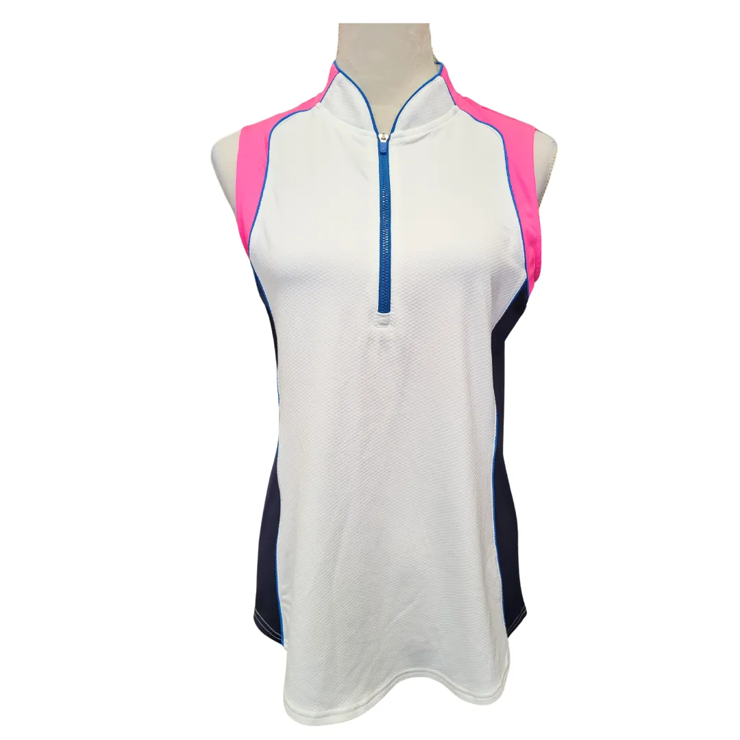 Jofit White, Blue & Hot Pink Colorblocked Sleeveless Golf Top Size M MSP$85