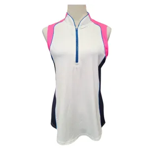 Jofit White, Blue & Hot Pink Colorblocked Sleeveless Golf Top Size M MSP$85