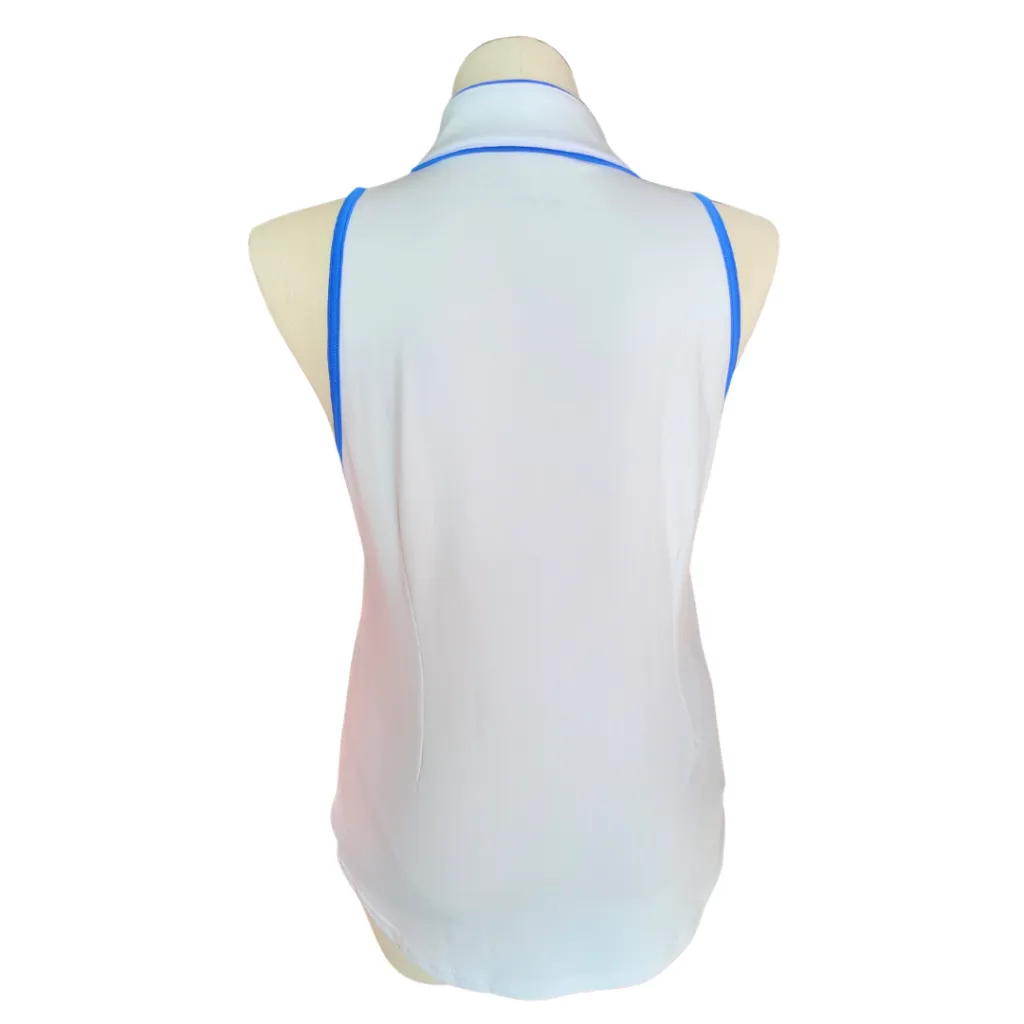 Jofit White Sleeveless Top 1/4 Zip Blue and Lime Details Size XL MSP $90