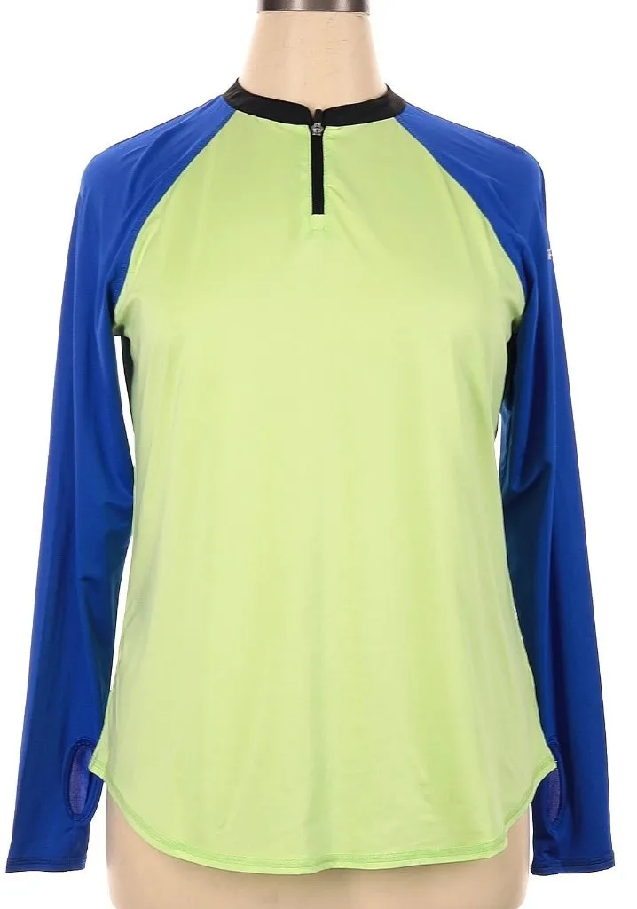 Jofit Women's Long Sleeve UV Crew Zip Top - Blue/Yellow Size XL MSP$78