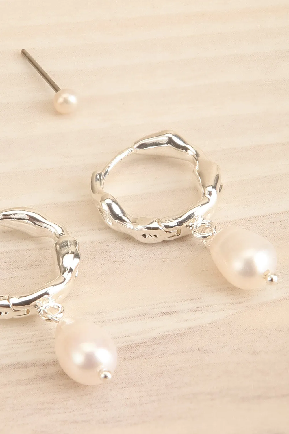 Jonne Silver | Set of 2 Pearl Earrings