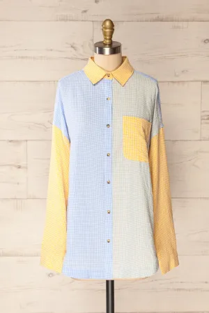 Jordan Yellow | Oversized Colour Block Button-Up Shirt