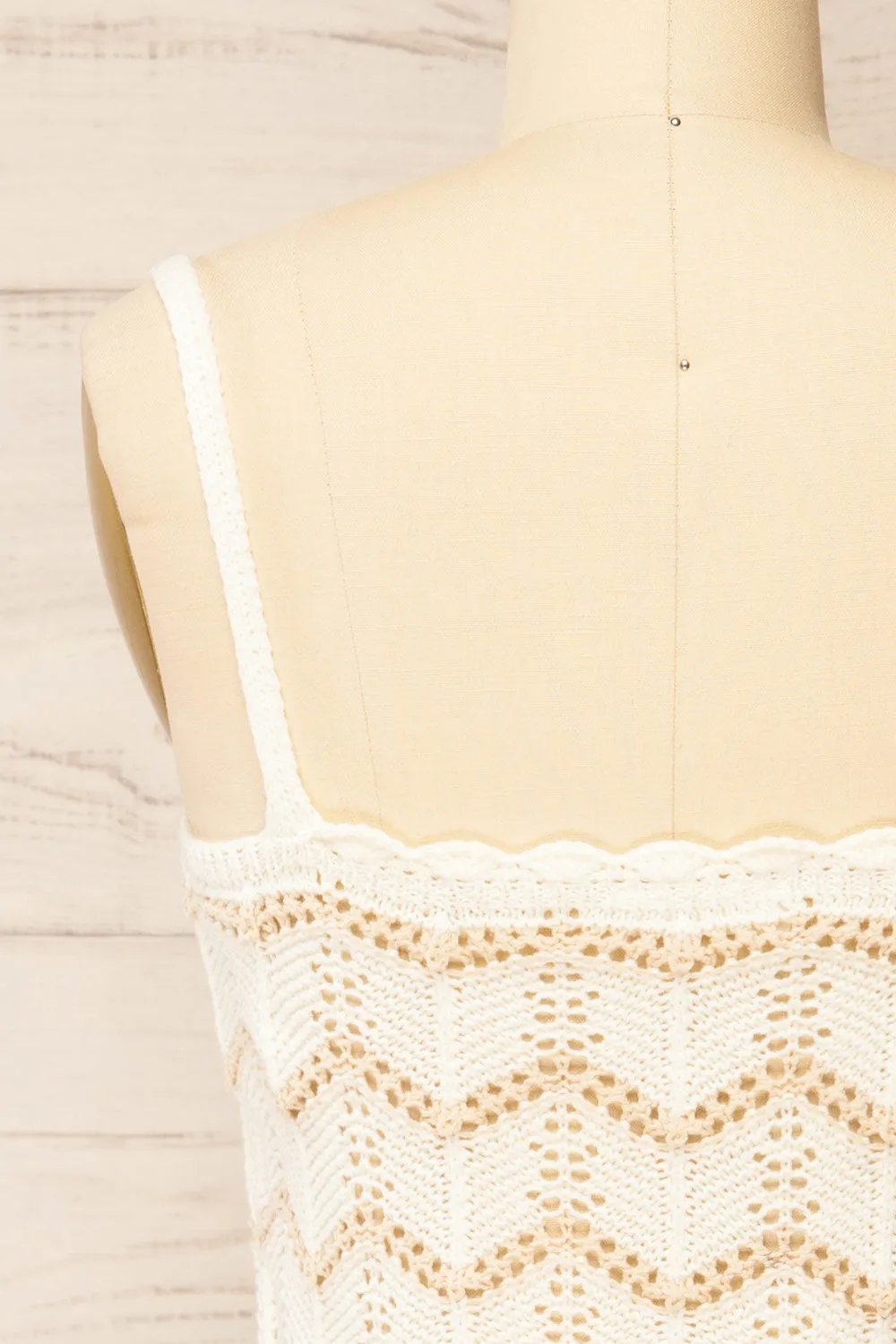 Juksu | Ivory Crochet Top w/ Herringbone Pattern