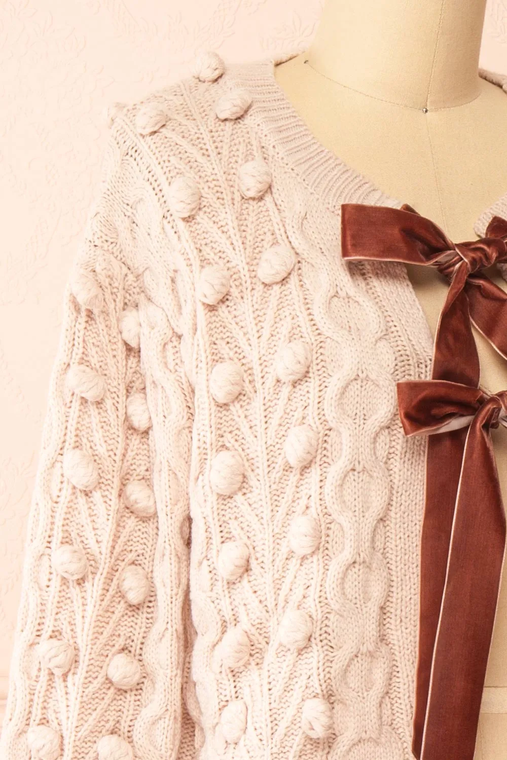 Junifer | Blush Knit Cardigan w/ Bows