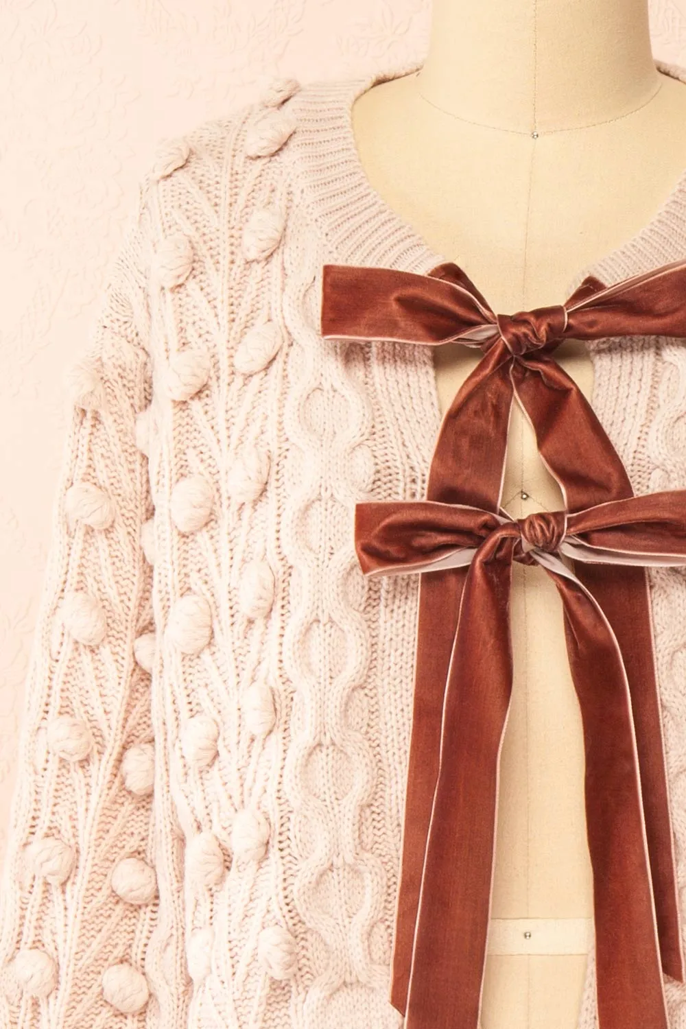 Junifer | Blush Knit Cardigan w/ Bows