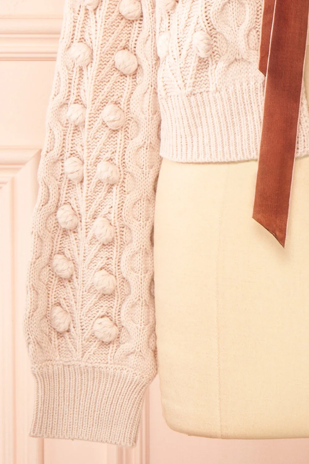 Junifer | Blush Knit Cardigan w/ Bows
