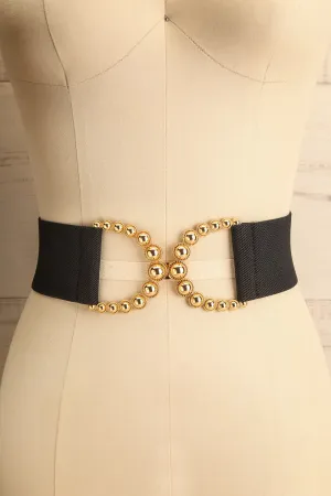 Kalaka | Stretchable Black Belt w/ Textured Buckle
