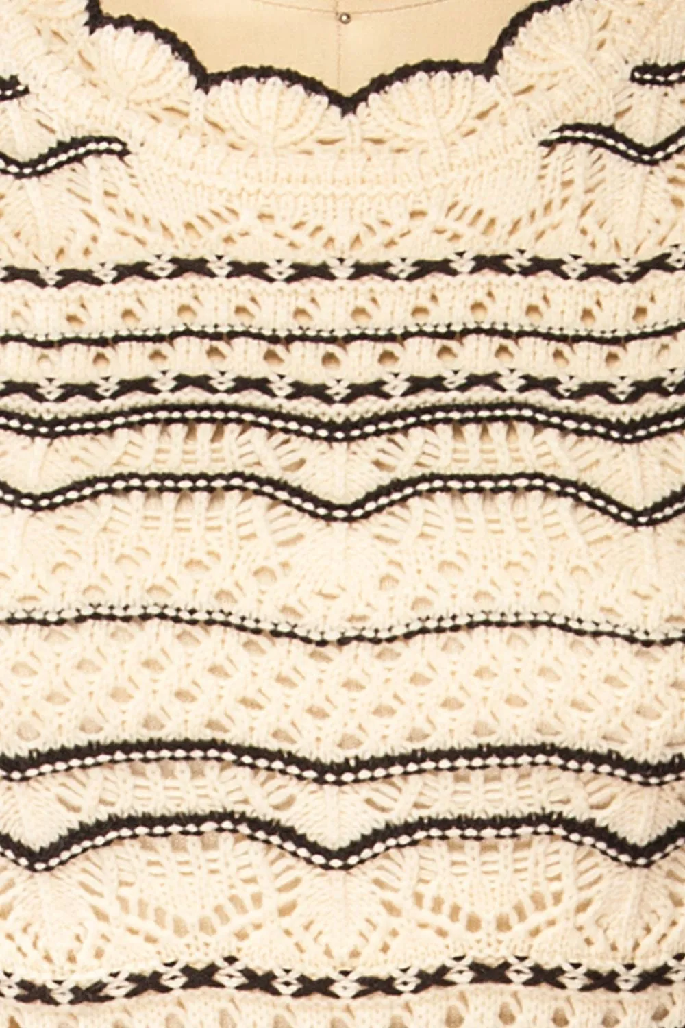 Kande | Long Fitted Striped Crochet Dress