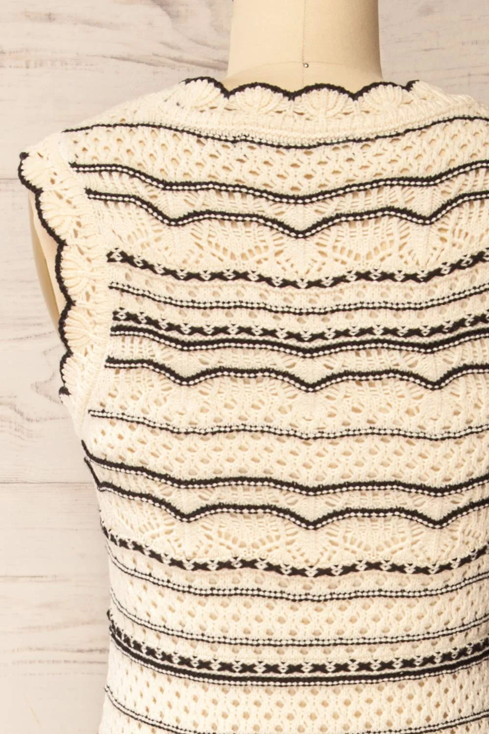 Kande | Long Fitted Striped Crochet Dress