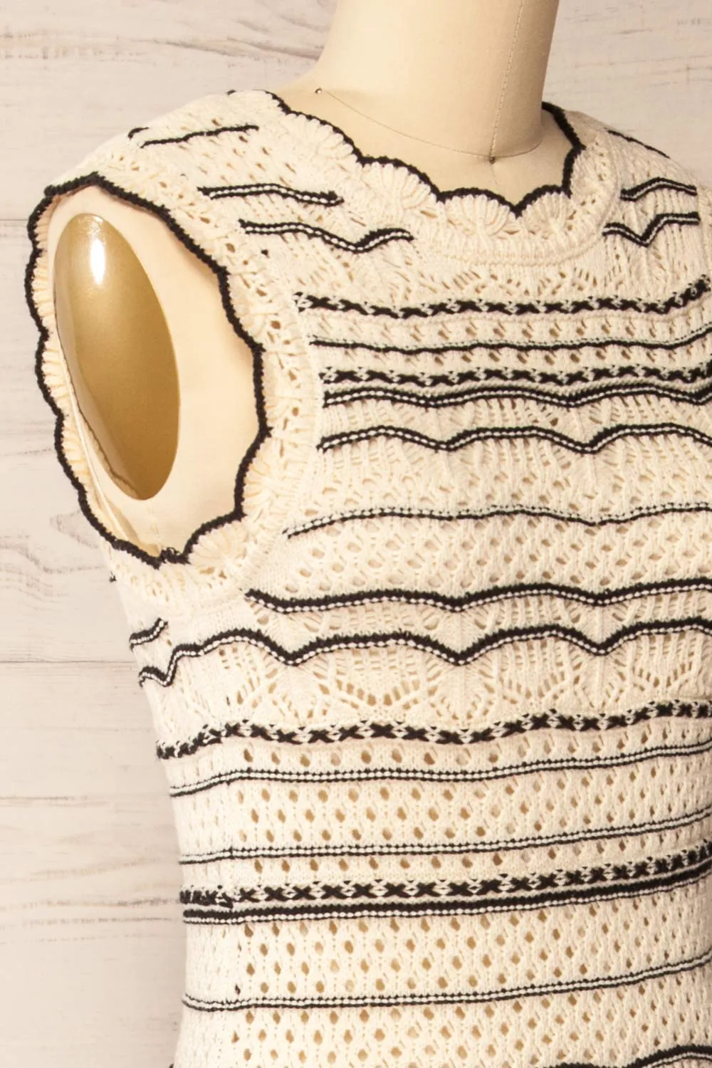 Kande | Long Fitted Striped Crochet Dress