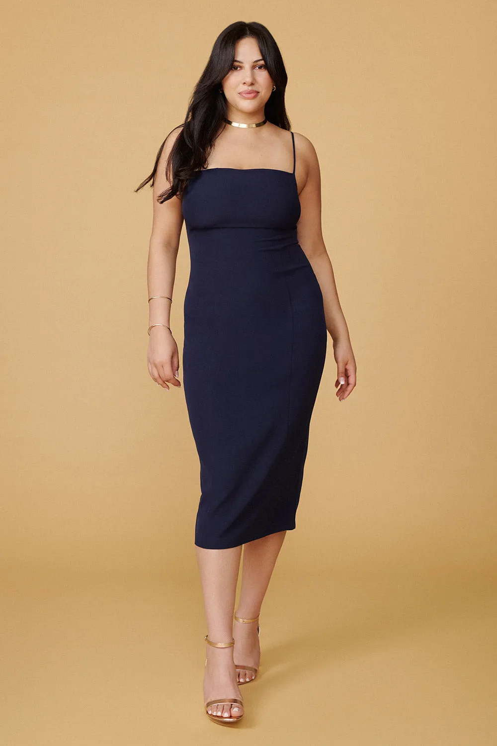 Kavala Navy | Fitted Midi Dress