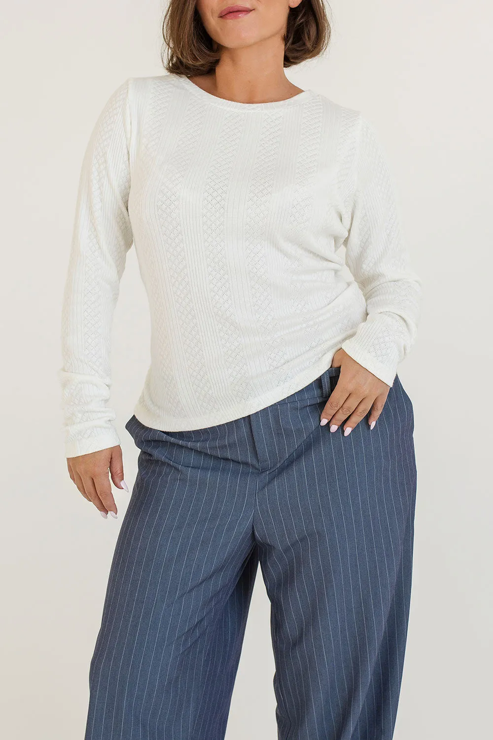 Kayla White | Long-Sleeved Textured Top