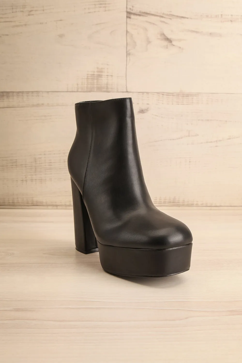 Kaylean | Black Platform Heeled Ankle Boots