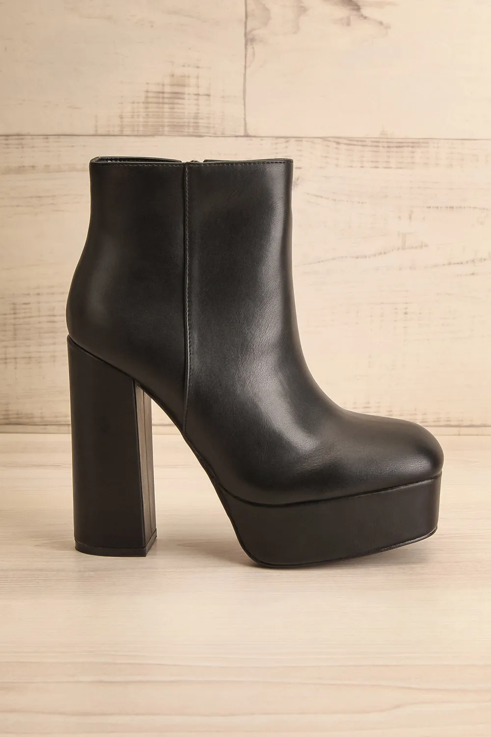 Kaylean | Black Platform Heeled Ankle Boots