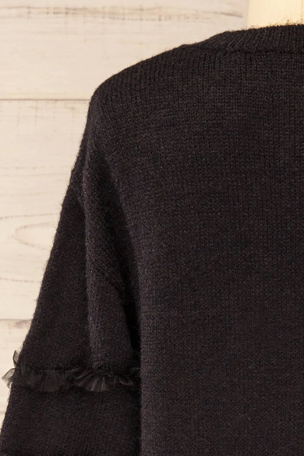 Kemperbad | Black Knit Sweater w/ Ruffles