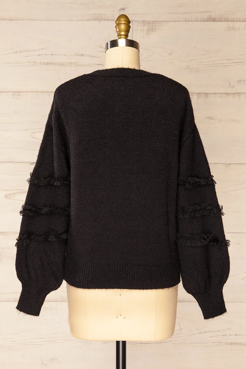 Kemperbad | Black Knit Sweater w/ Ruffles