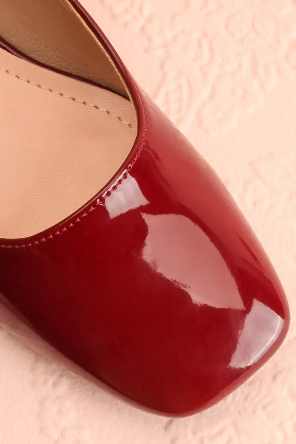 Kerati Burgundy | Square Toe Mary Jane Heels