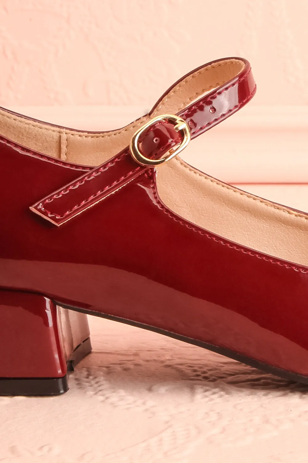 Kerati Burgundy | Square Toe Mary Jane Heels