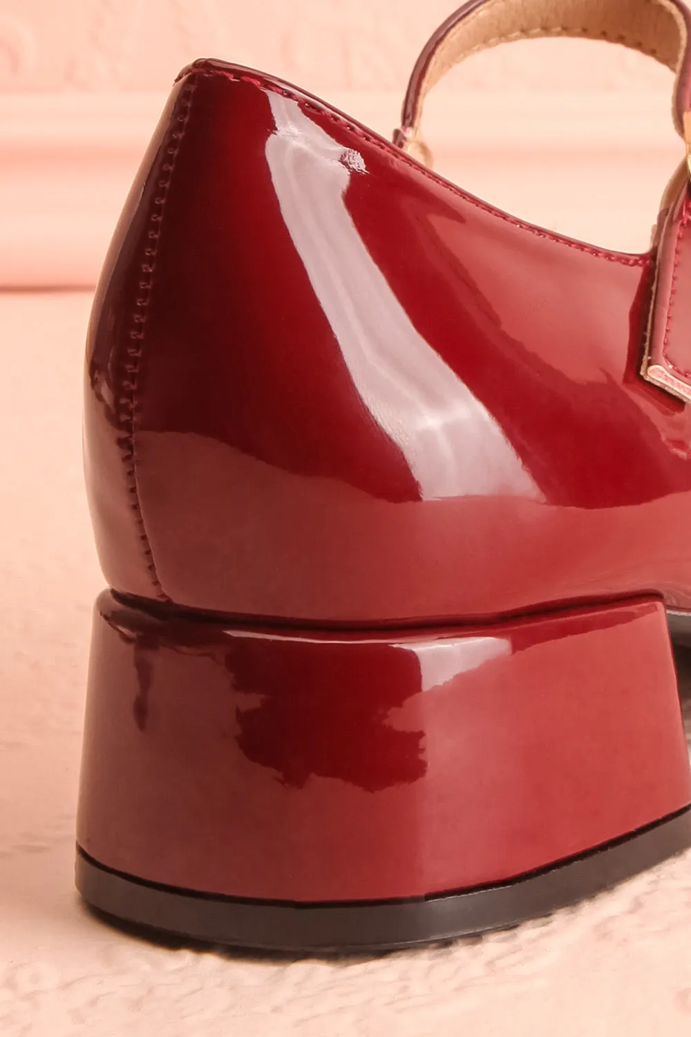 Kerati Burgundy | Square Toe Mary Jane Heels