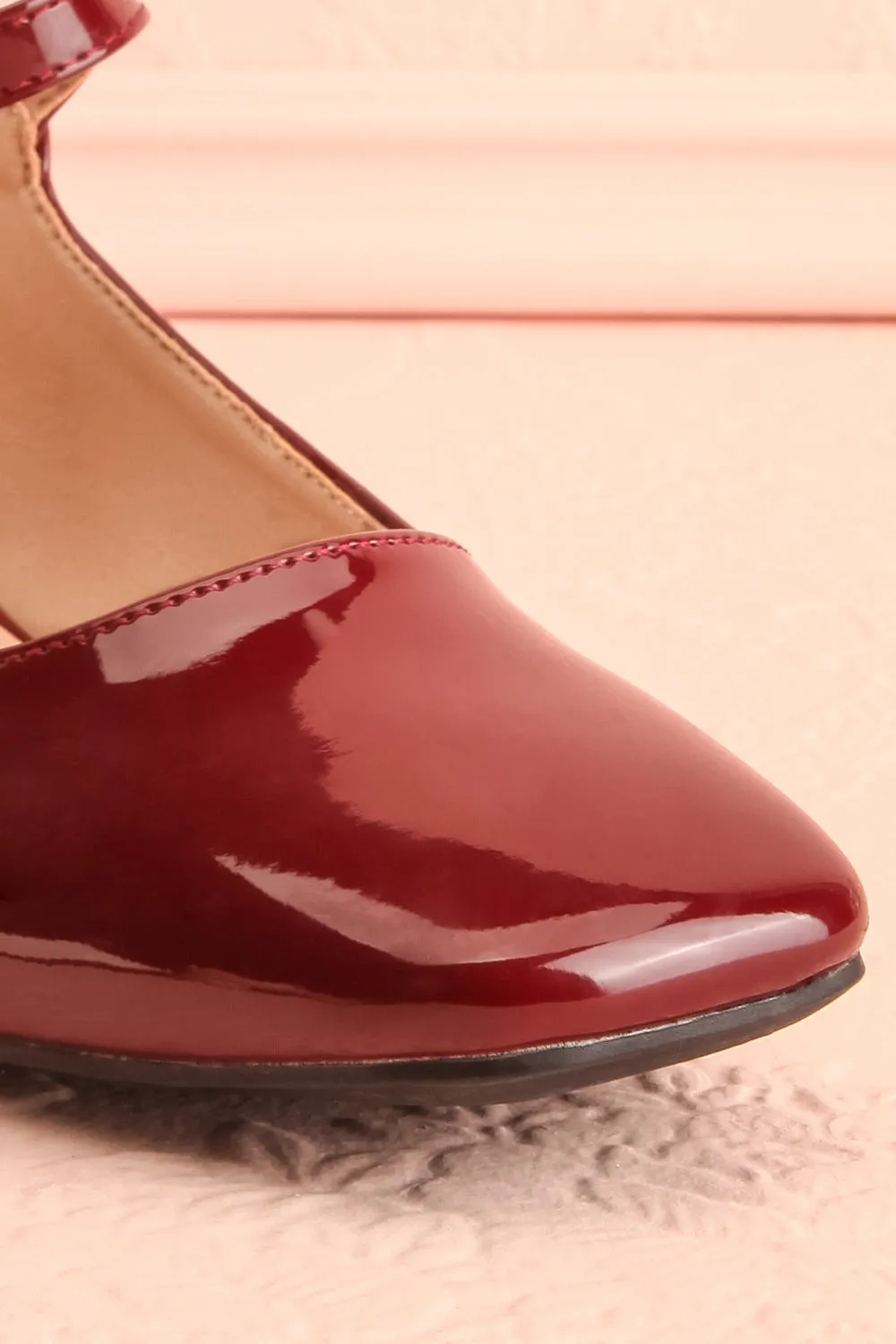 Kerati Burgundy | Square Toe Mary Jane Heels