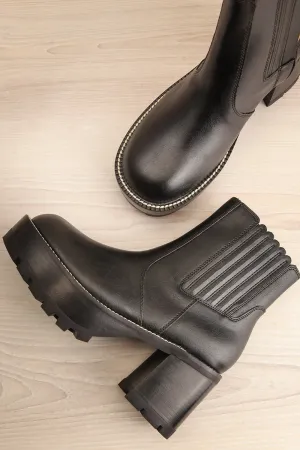 Kerch | Black Platform Heeled Ankle Boots