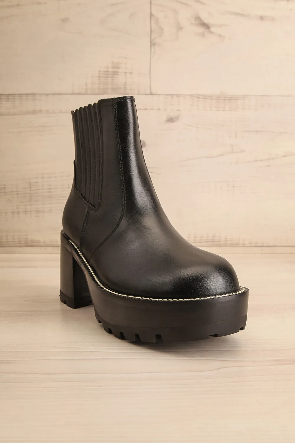 Kerch | Black Platform Heeled Ankle Boots
