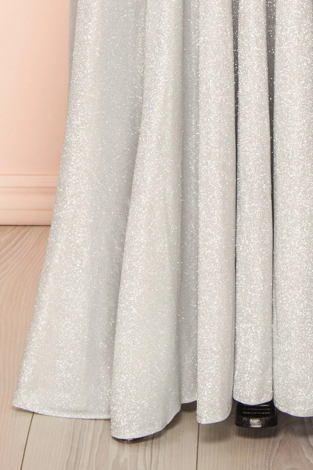 Ketia Silver | Sparkly Maxi Dress w/ V-Neckline