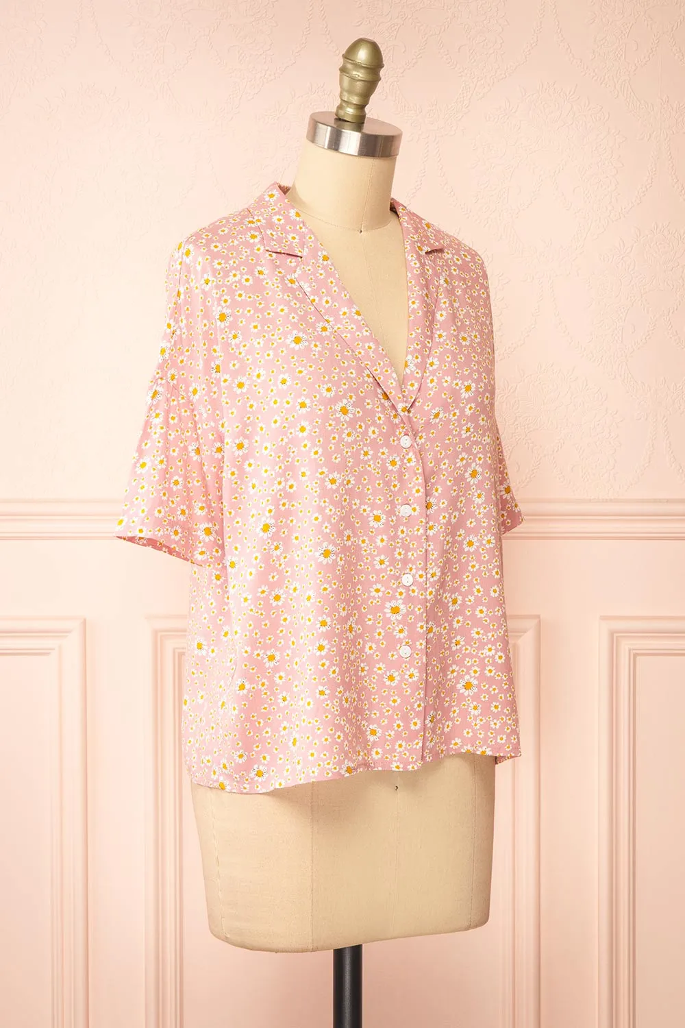 Keza | Pink Blouse w/ Floral Pattern