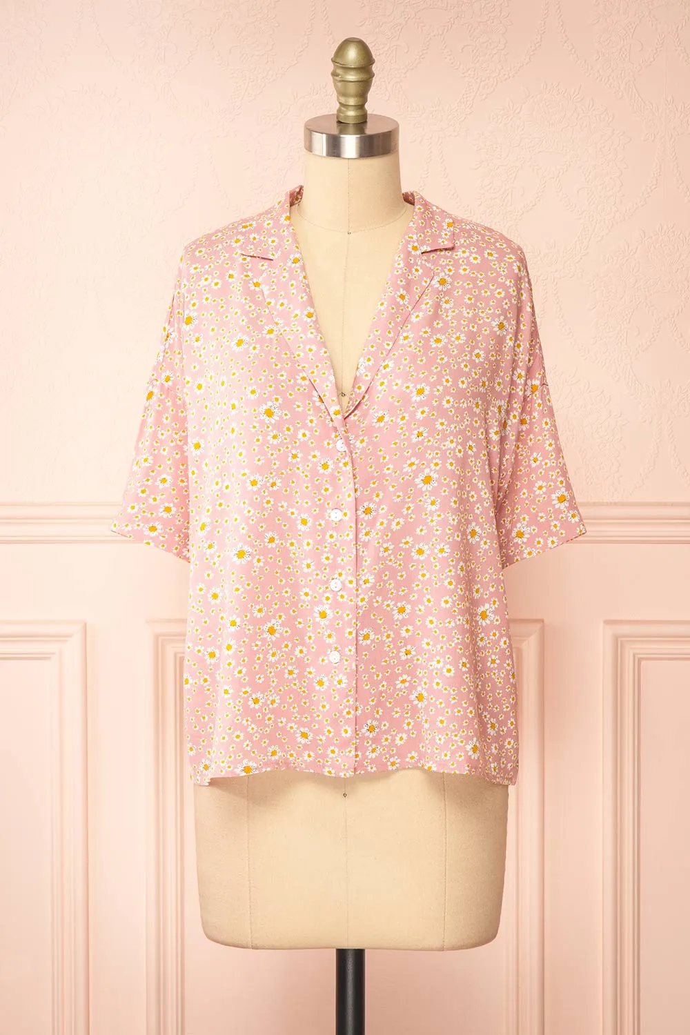 Keza | Pink Blouse w/ Floral Pattern