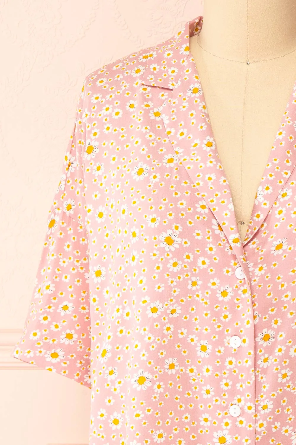 Keza | Pink Blouse w/ Floral Pattern