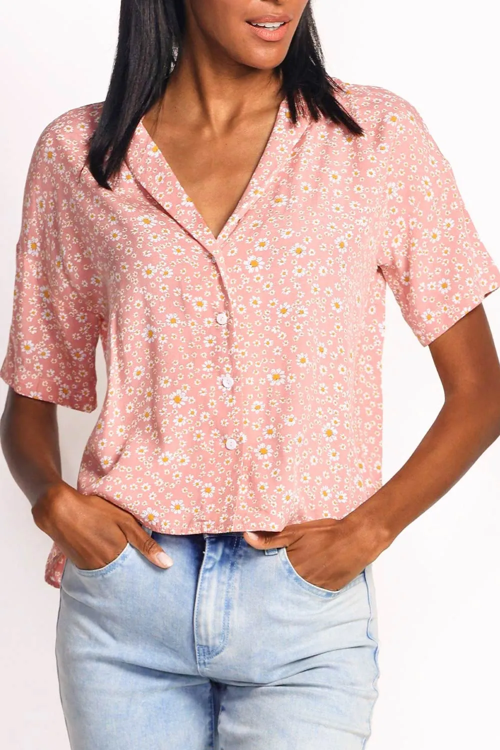 Keza | Pink Blouse w/ Floral Pattern