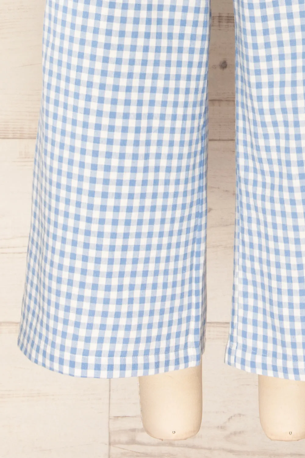 Khola | Wide-Leg Blue Gingham Pants w/ Pockets
