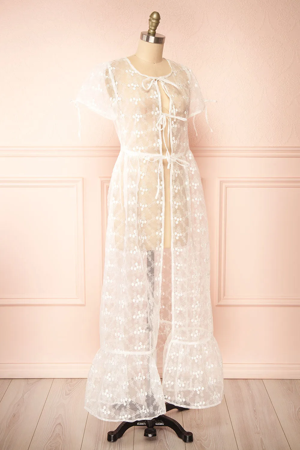 Kimyokis | White See-Through Kimono w/ Short Sleeves