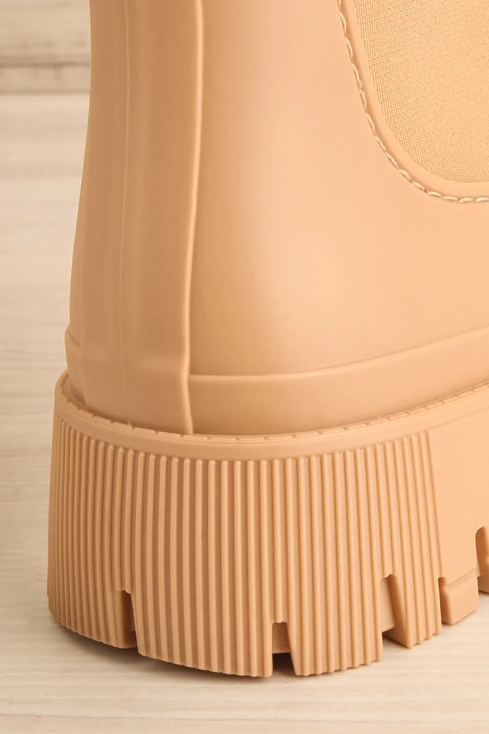 Kirby Beige | Matte Lug Sole Rain Boots