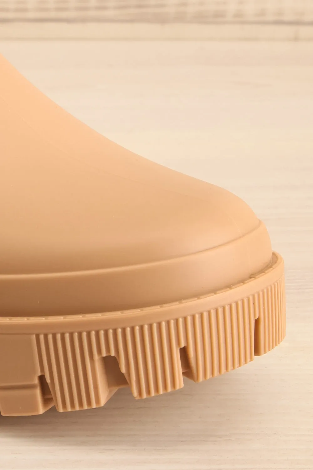 Kirby Beige | Matte Lug Sole Rain Boots