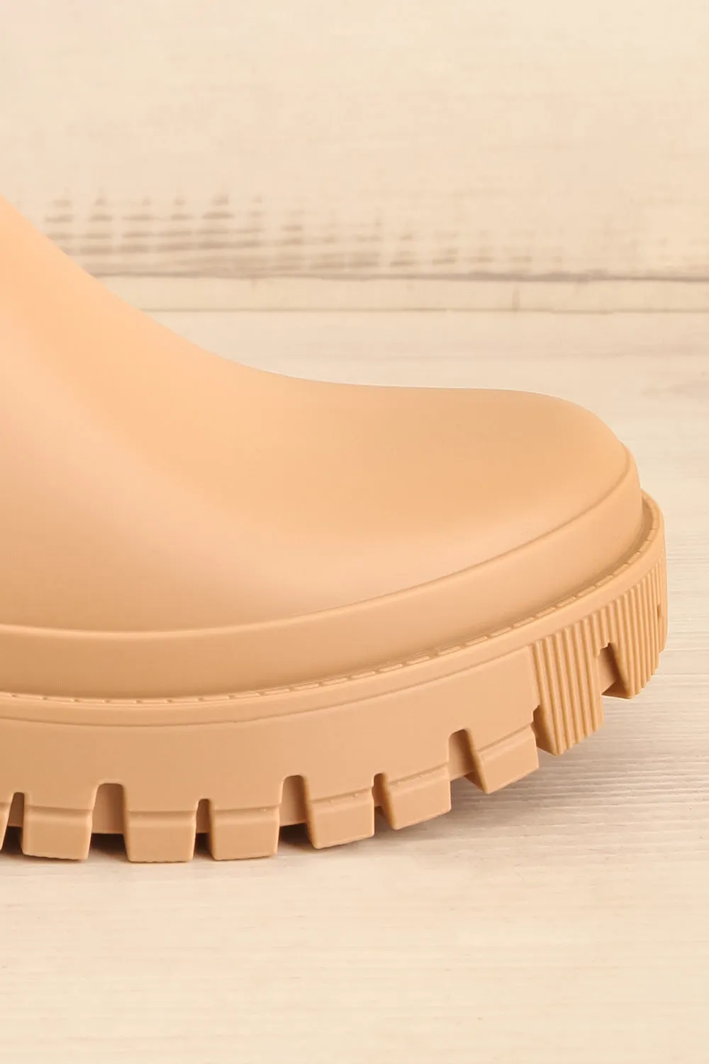 Kirby Beige | Matte Lug Sole Rain Boots
