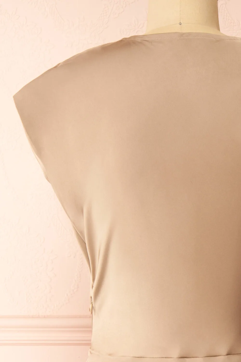 Korpa Champagne | Satin Maxi Dress w/ Cowl Neck