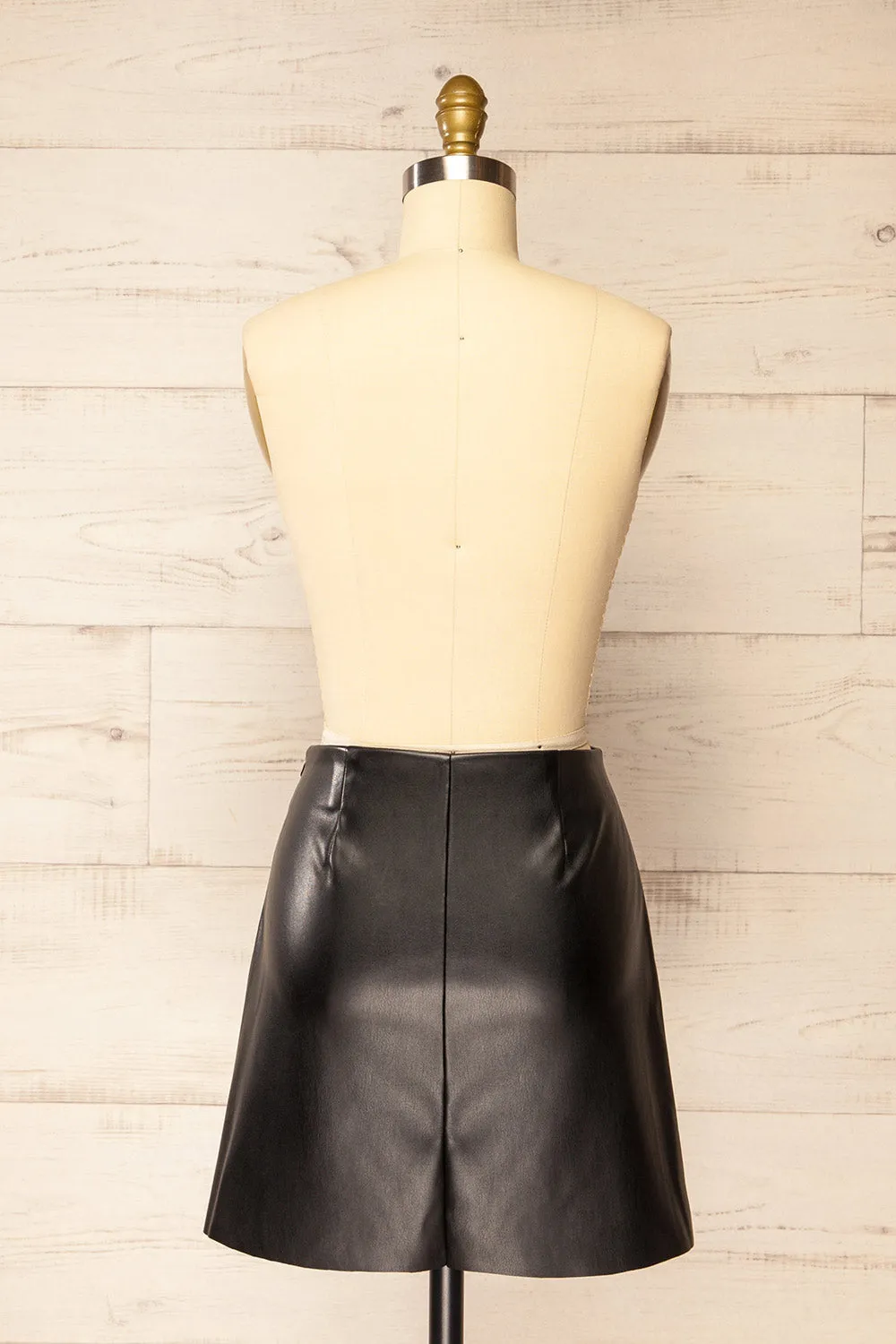 Kunamoto | Black Faux-Leather Mini Skirt