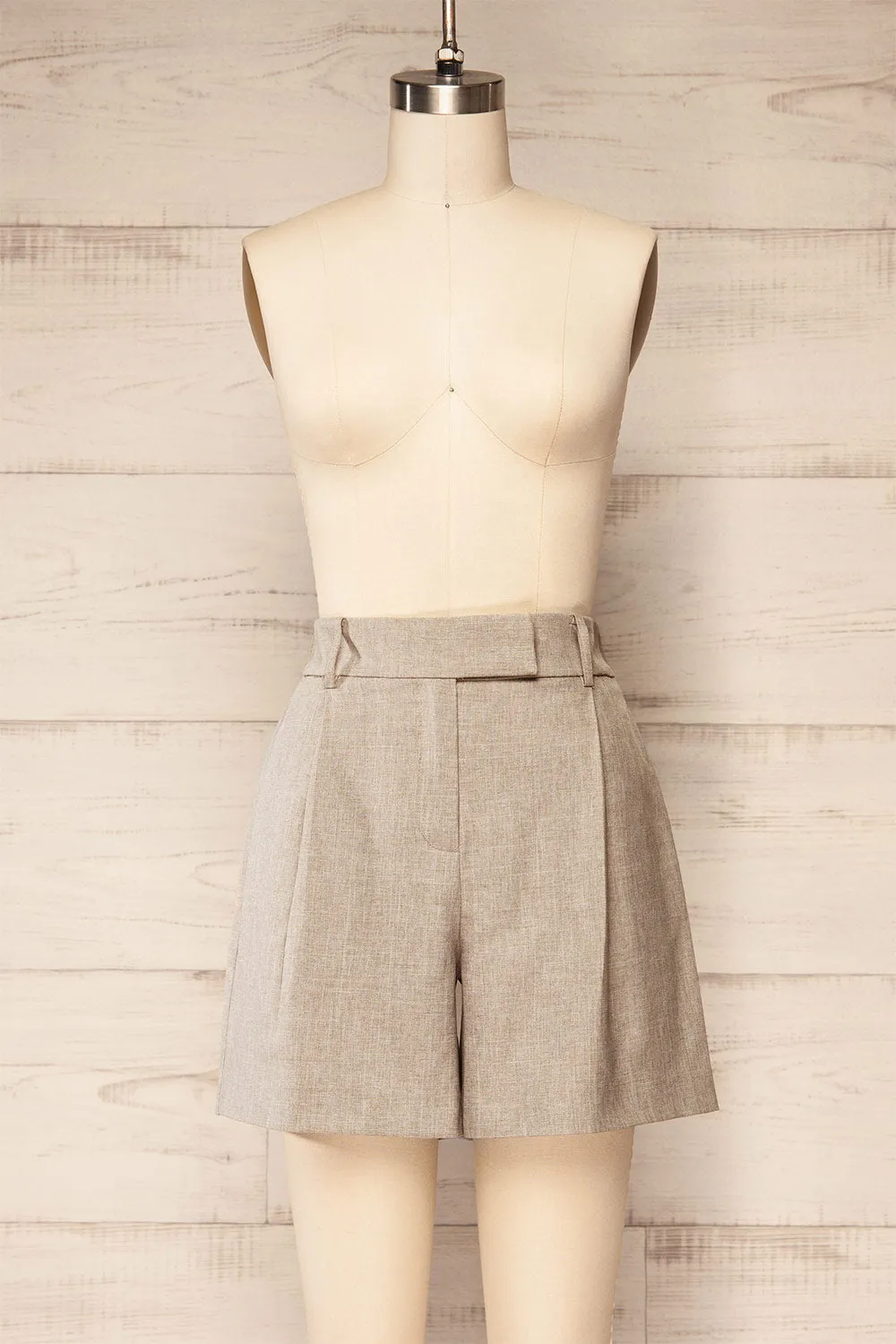 Kunga Grey | High-Waisted Shorts w/ Pockets