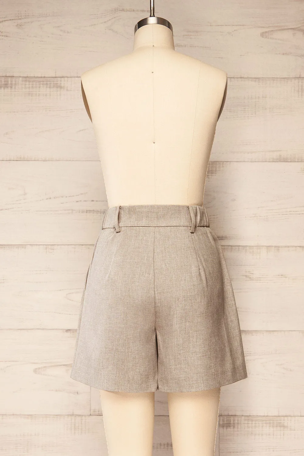 Kunga Grey | High-Waisted Shorts w/ Pockets