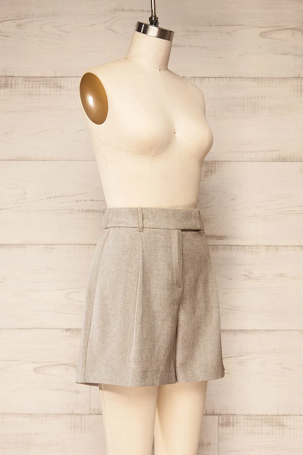 Kunga Grey | High-Waisted Shorts w/ Pockets