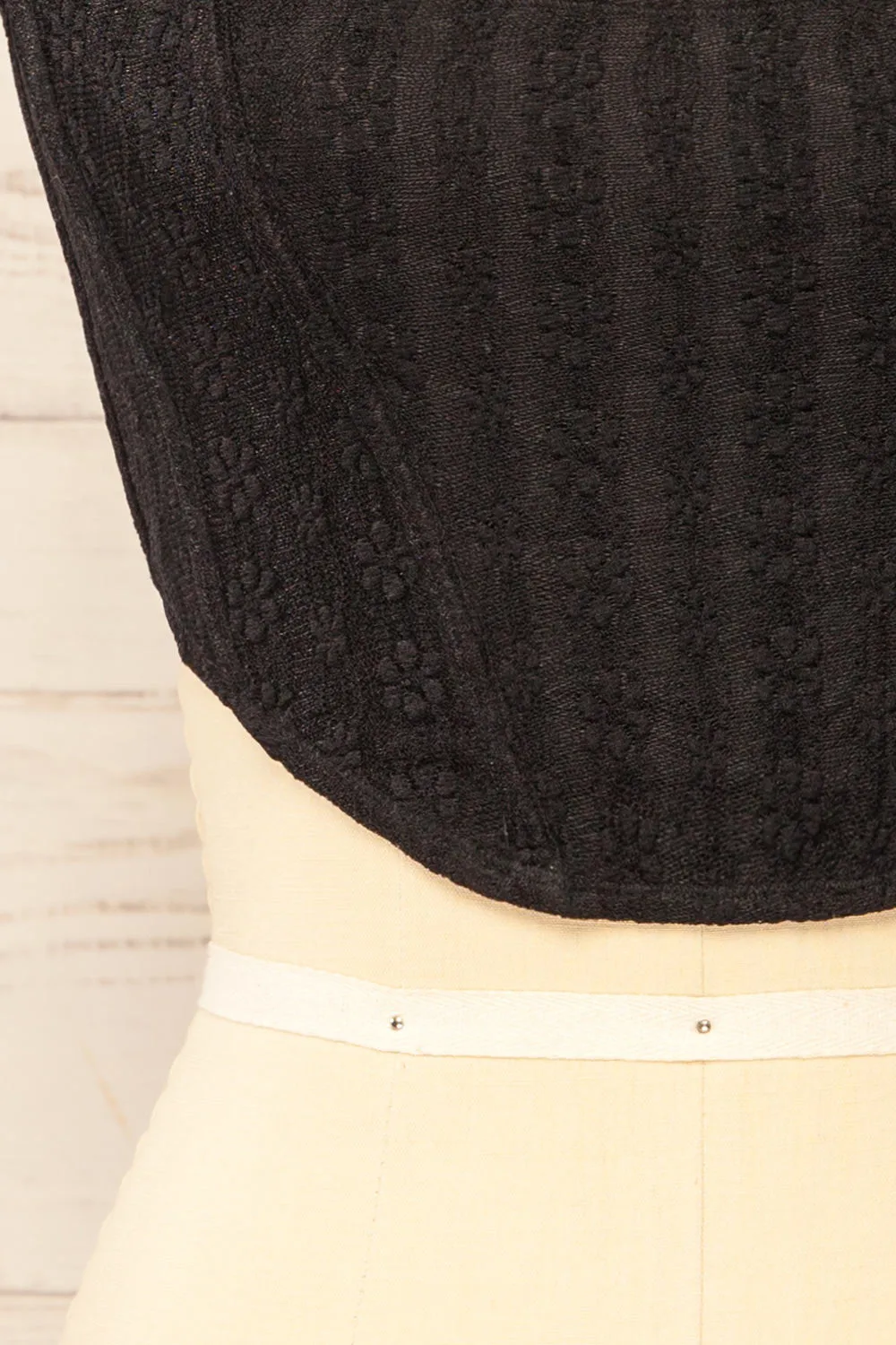 Kuroki Black | Mesh Floral Corset Crop Top