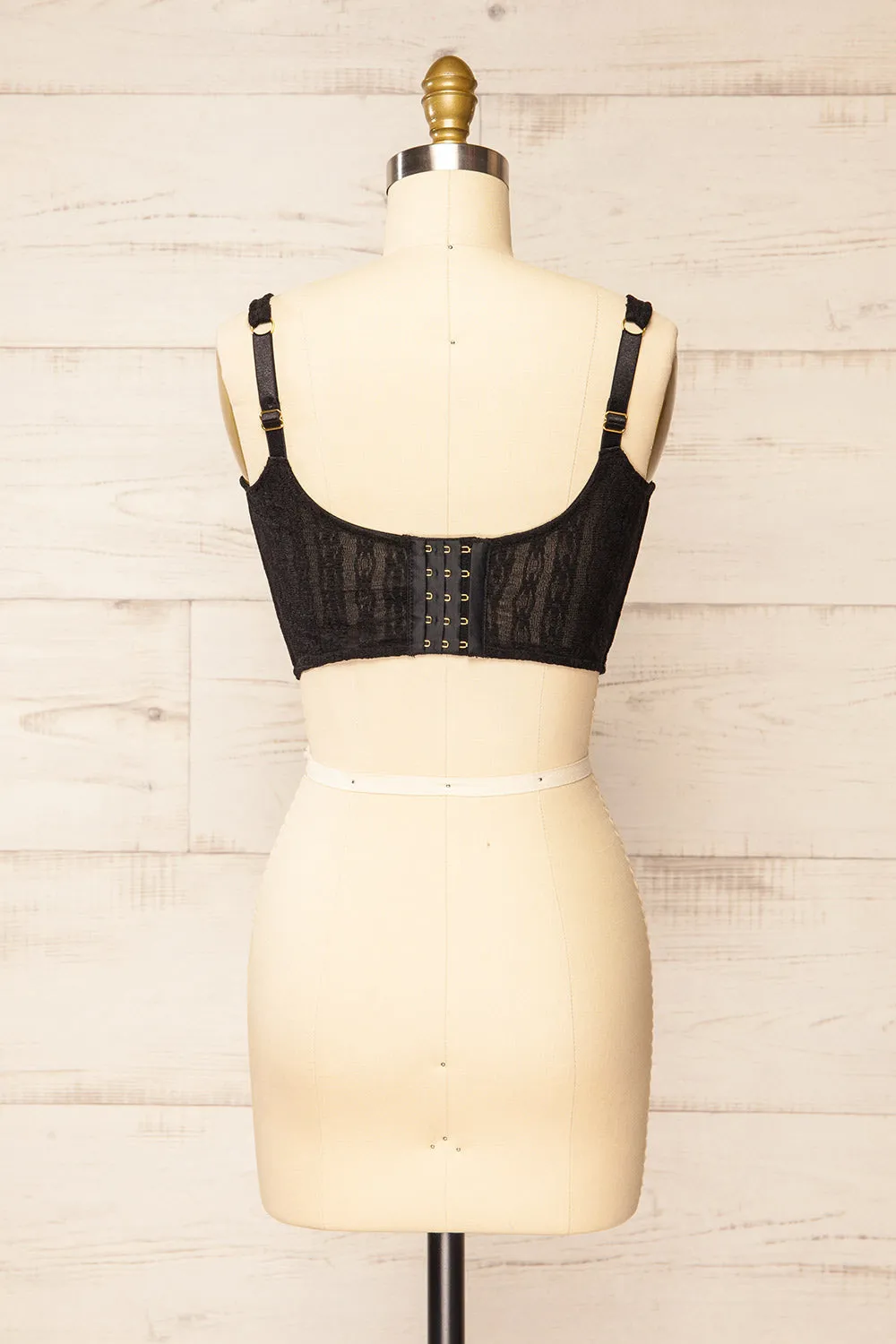 Kuroki Black | Mesh Floral Corset Crop Top