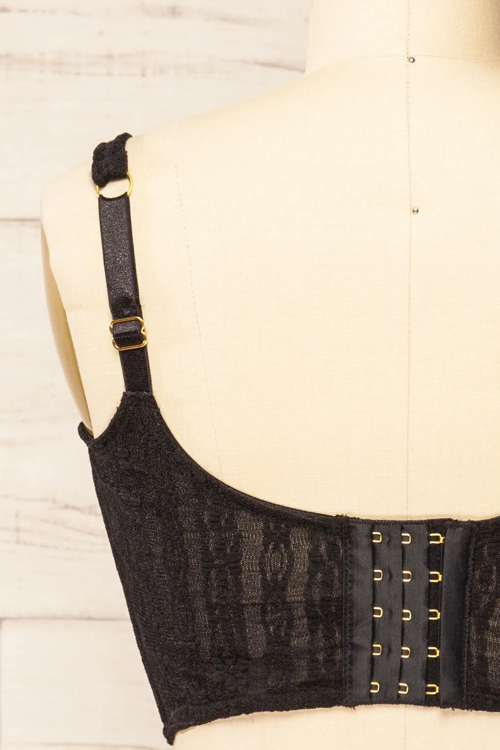 Kuroki Black | Mesh Floral Corset Crop Top