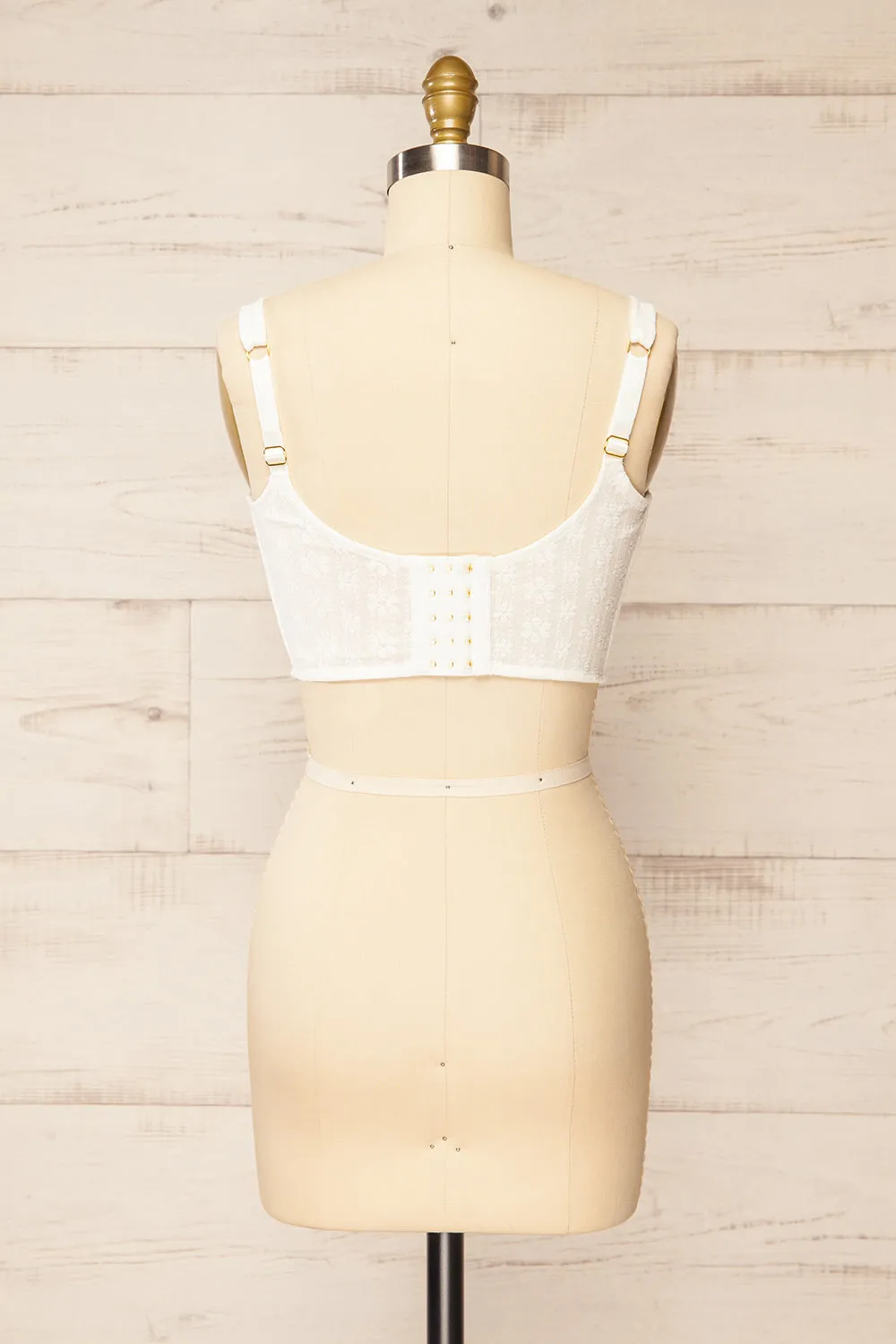 Kuroki White | Mesh Floral Corset Crop Top