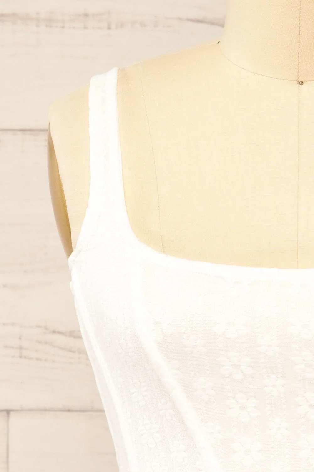 Kuroki White | Mesh Floral Corset Crop Top