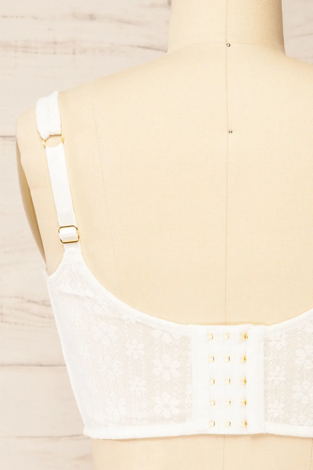 Kuroki White | Mesh Floral Corset Crop Top