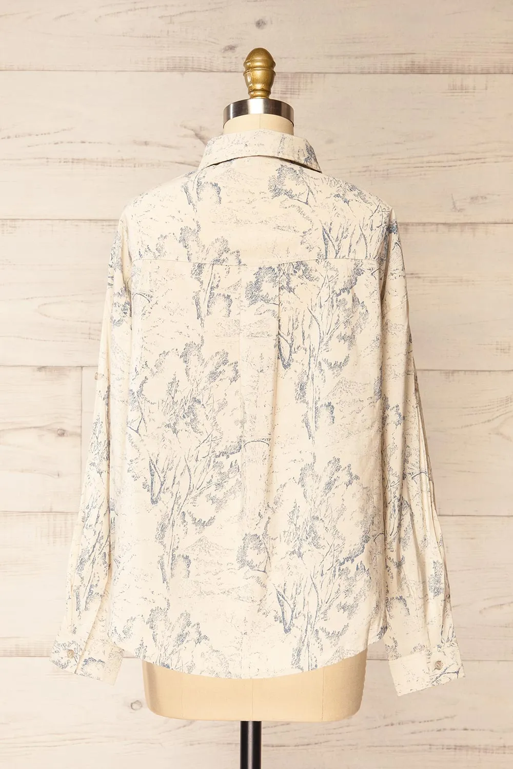 Kythrea | Blouse w/ Blue Vintage Print