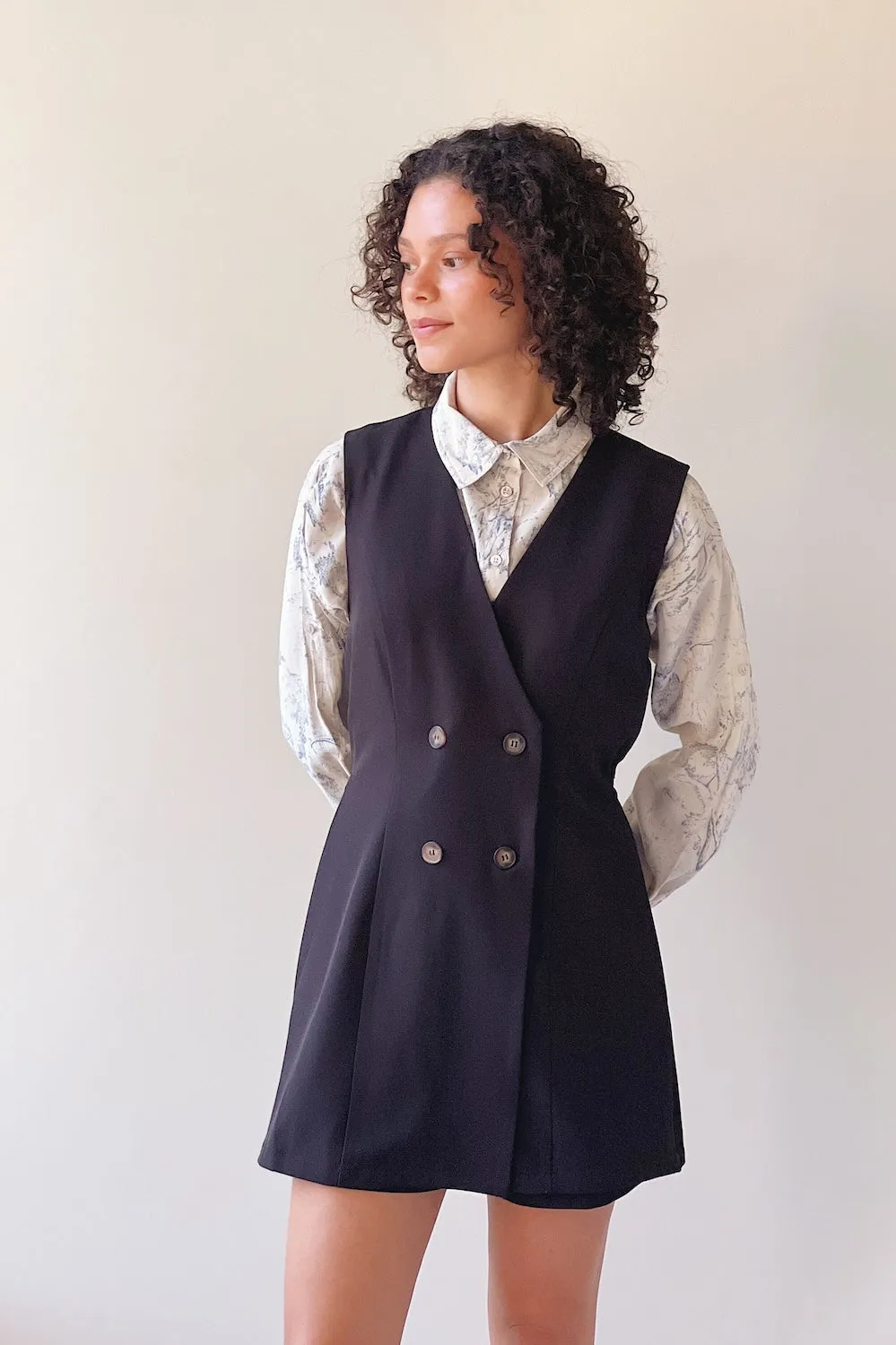 Kythrea | Blouse w/ Blue Vintage Print