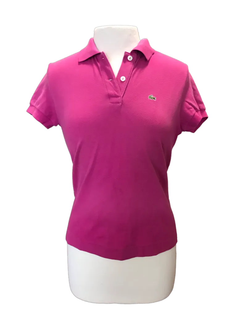 Lacoste Women's Pink 2 Button Short Sleeve Polo Size XS MSP$110